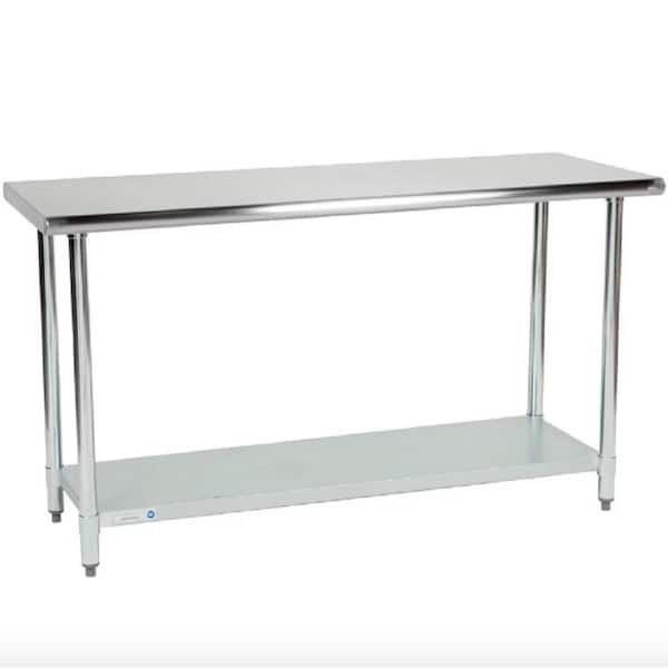 Aoibox Adjustable Gray Stainless Steel 30 in. Kitchen Prep Table with Undershelf