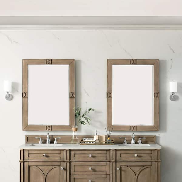 Home Decorators Collection Darrowood 29 in. W x 40 in. H Rectangular Wood Framed Wall Bathroom Vanity Mirror in Whitewashed Walnut