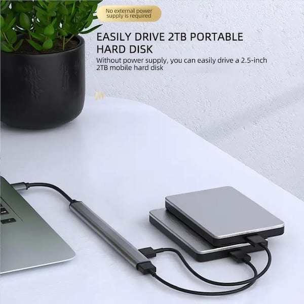 7 Port USB Hub for Laptop Computer Adapter, Multiport 2.0 Charger Splitter  with On Off Switches for Windows PC Smartphone Charging Data Transfer 