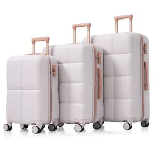 20 in. 24 in. 28 in. 3-Piece Light Grey Hardside Spinner Luggage Set with Lock and Cup Holder