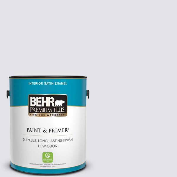 BEHR PREMIUM PLUS 1 gal. #PPU16-06 Lilac Mist Satin Enamel Low Odor Interior Paint & Primer