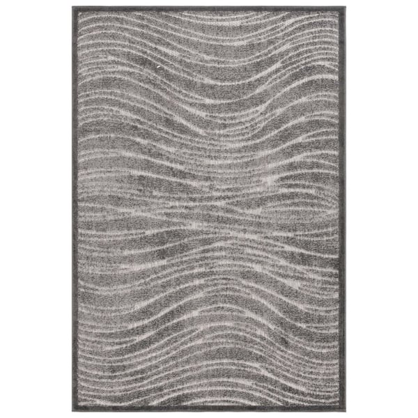 Cottage Gray 8 ft. x 11 ft. Distressed Wave Indoor/Outdoor Area Rug