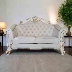 66 in. Ivory and Pearl Solid Faux Leather 2-Seater Loveseat with Reclining