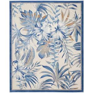 Pompeii Ivory Blue 8 ft. x 10 ft. Nature-Inspired Contemporary Area Rug