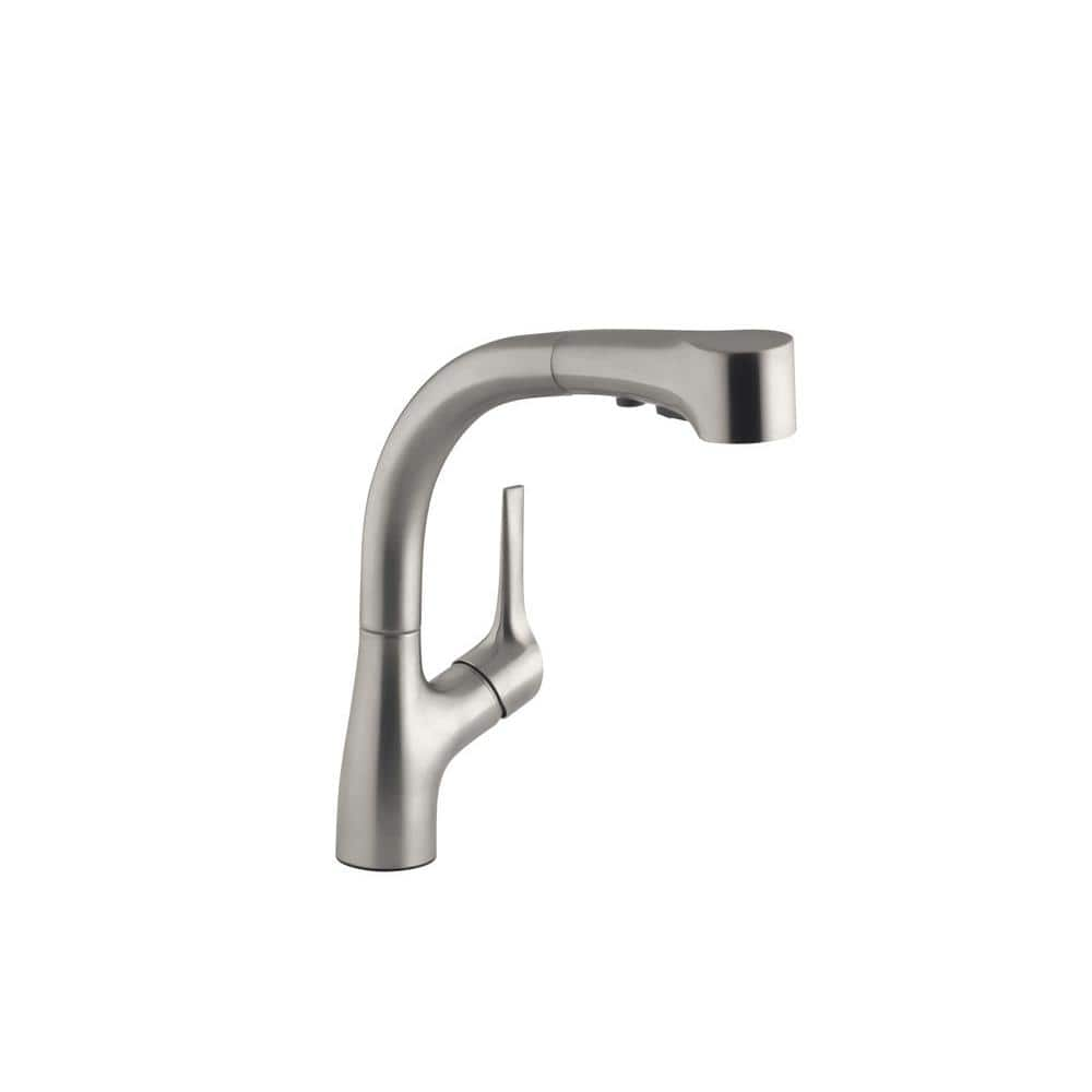 Kohler Elate Single Handle Pull Out Sprayer Kitchen Faucet In Vibrant Stainless K R13963 Sd Vs 8821