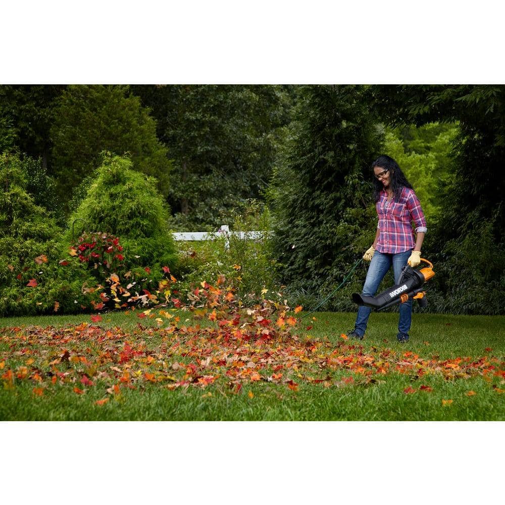 Worx 210 MPH 350 CFM Electric 12 Amp Leaf Blower/Mulcher/Vac with Metal Impeller