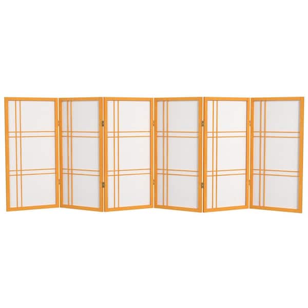 Oriental Furniture 3 ft. Short Double Cross Shoji Screen - Honey - 6 Panels