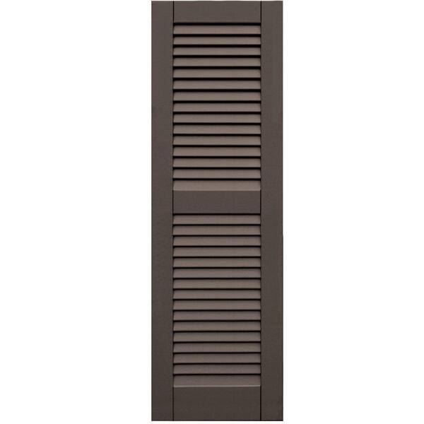 Winworks Wood Composite 15 in. x 48 in. Louvered Shutters Pair #641 Walnut