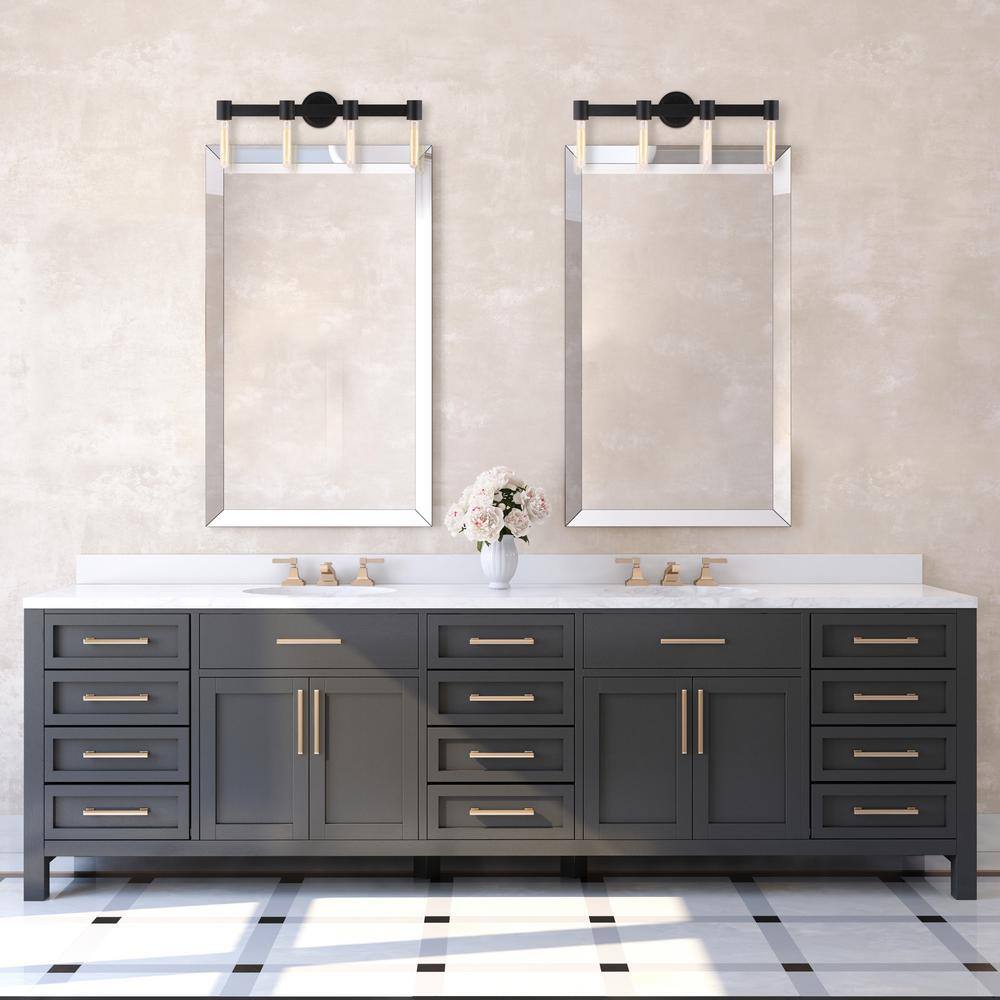 Broyles Matte Black 4-Light Steel Bath Bar Pendant