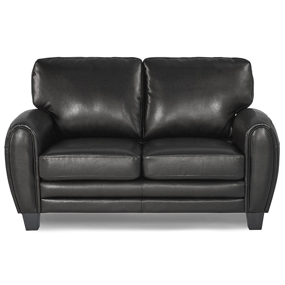 Viggo 61.5 in. W Black Faux Leather Loveseat