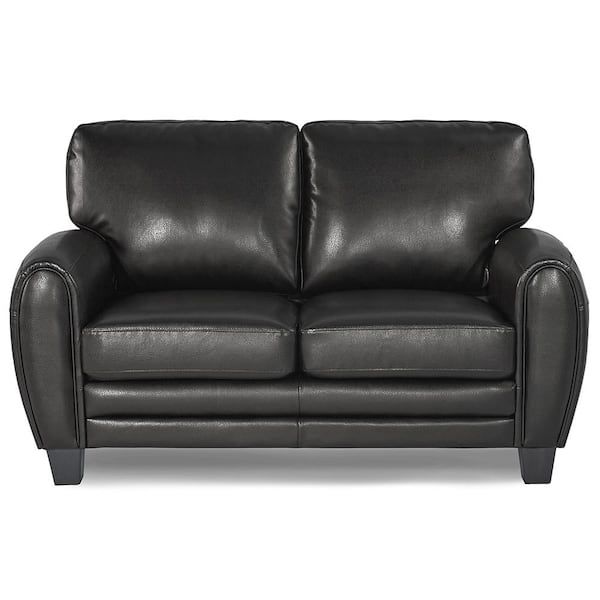 Viggo 61.5 in. W Black Faux Leather Loveseat