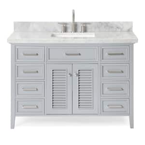 Kensington 49 in. Bath Vanity in Grey with Carrara White Marble Top
