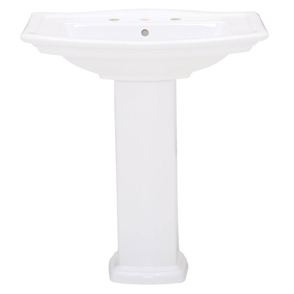 Washington 30" White Ceramic Pedestal Bathroom Sink