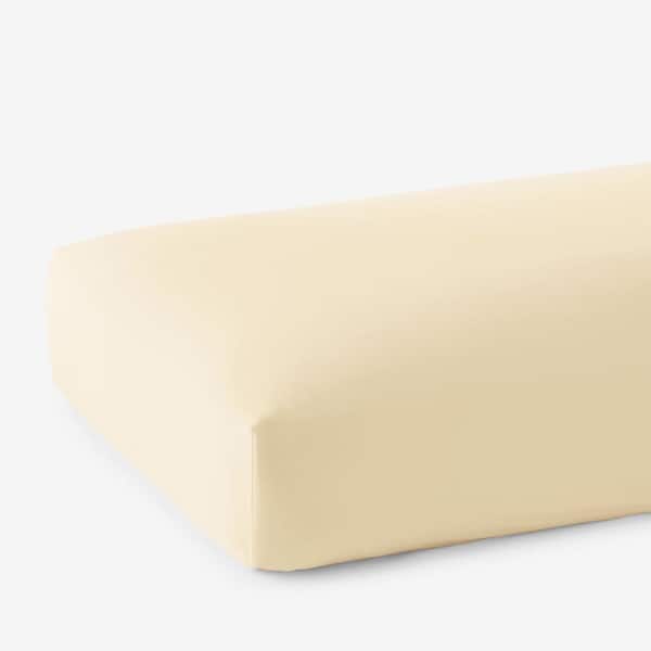 The Company Store Legends Hotel Pale Yellow Solid 600-Thread Count Egyptian Cotton Sateen King Fitted Sheet