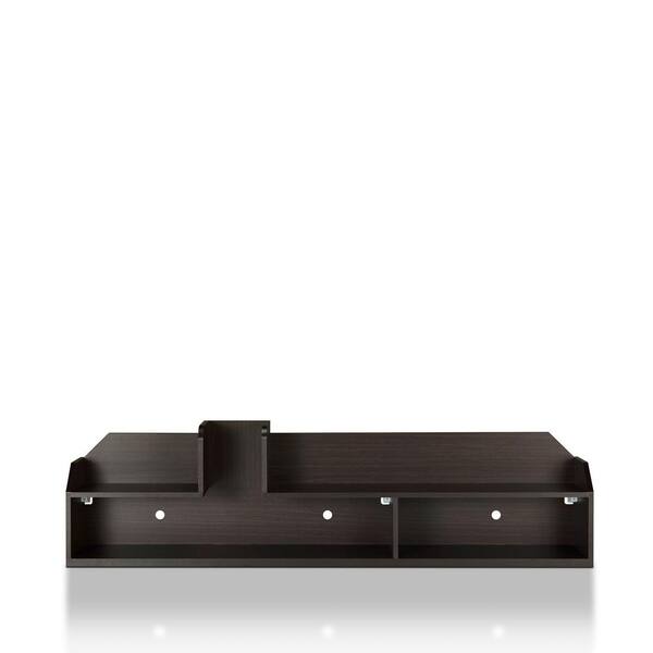 Furniture of America Rohan 63 in. Walnut Particle Board Floating TV Stand Fits TVs Up to 70 in. with Wall Mount Feature