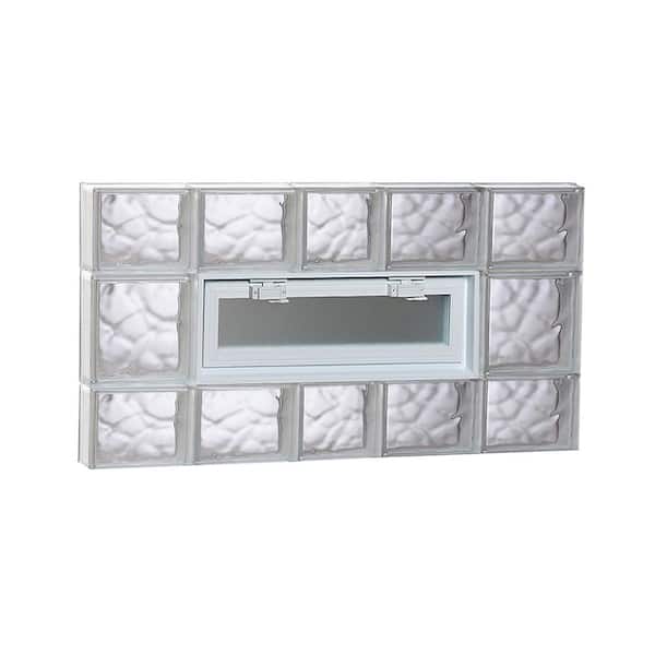 Clearly Secure 36.75 in. x 19.25 in. x 3.125 in. Frameless Wave Pattern Vented Glass Block Window
