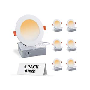 6 in. Canless Ultra-Thin 12-Watt CCT 3000K Remodel Integrated LED Recessed Light Kit (6-Pack)