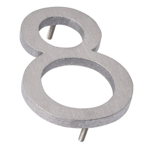 4 in. Brushed Aluminum Floating or Flat Modern House Number 8