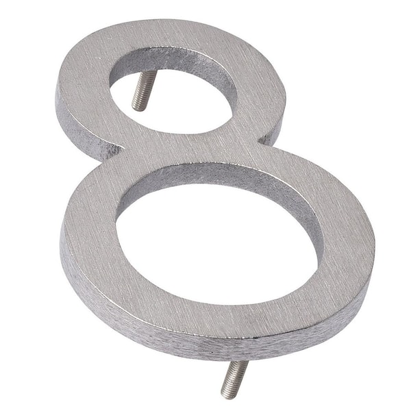 Montague Metal Products 4 in. Brushed Aluminum Floating or Flat Modern House Number 8