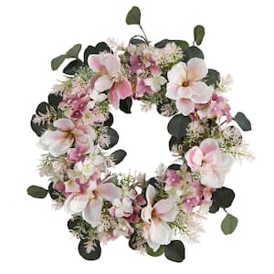 20in. Hydrangea and Magnolia Artificial Wreath