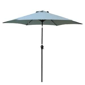 9 ft. Patio Umbrella Outdoor Market Table Umbrella with Crank, 6 Ribs, Polyester Canopy Frosty Green