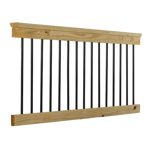 Unbranded - 72 in. x 32.5 in. Pressure-Treated Southern Yellow Pine Pre-assembled Aluminum Balusters Rail Kit