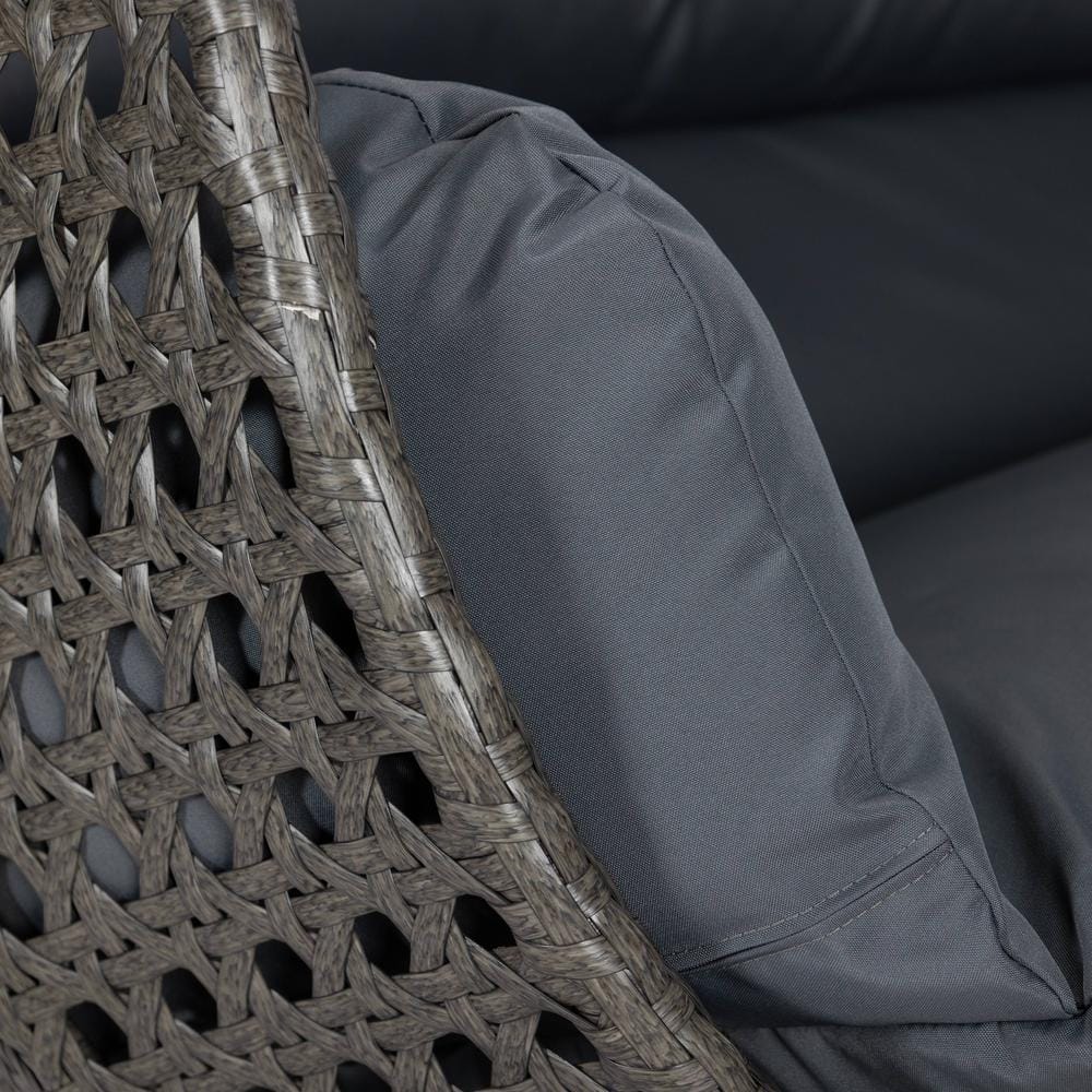 Dark Grey Wicker Hanging Egg Chair with Cushions