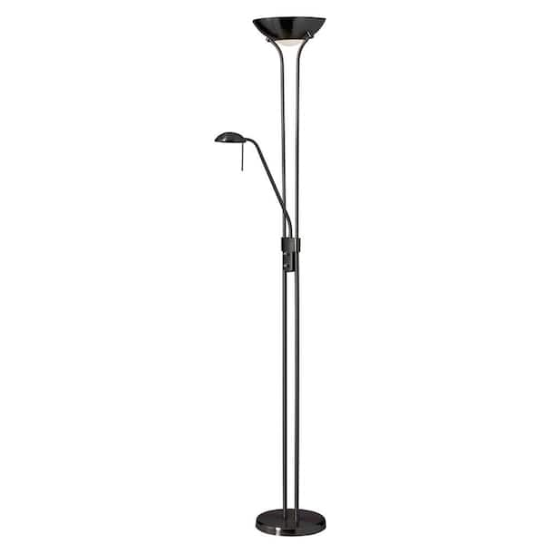 Dainolite 71 in. H 3-Light Matte Black Floor Lamp (Task) with Metal ...