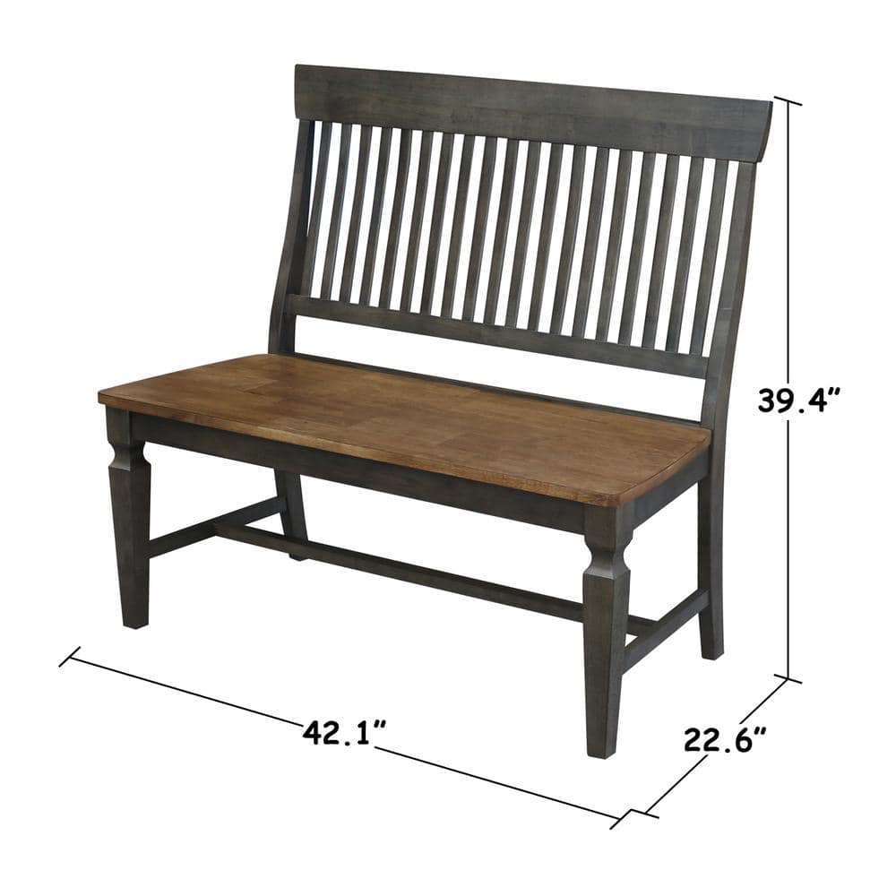 Elegant Vista Slatback Solid Hardwood Bench in Hickory Brown