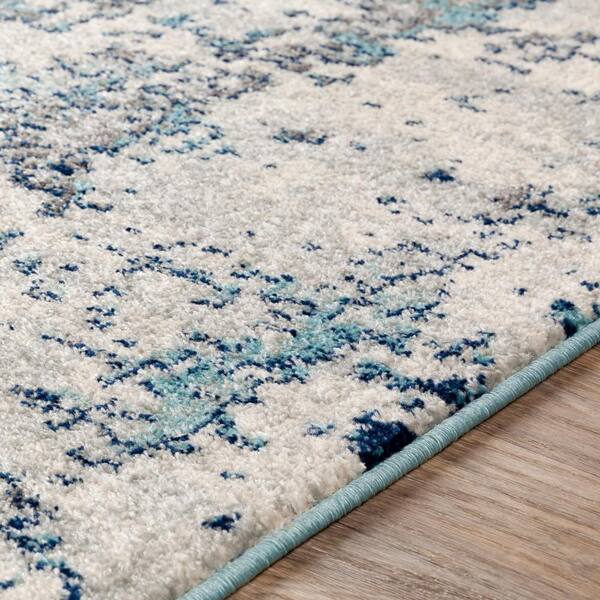 Livabliss Yamikani Aqua 6 ft. 7 in. x 9 ft. Distressed