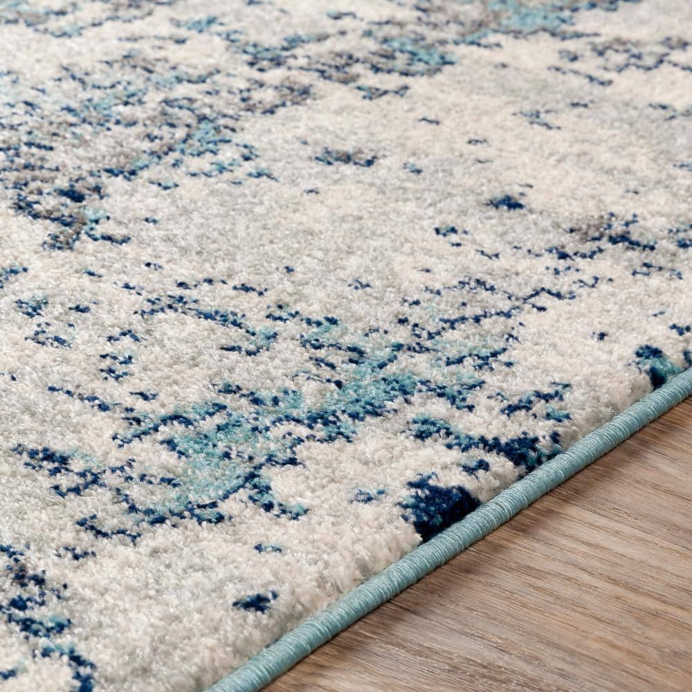 Kids' Delight Abstract Blue Synthetic 7'10" x 10'3" Easy-Care Rug