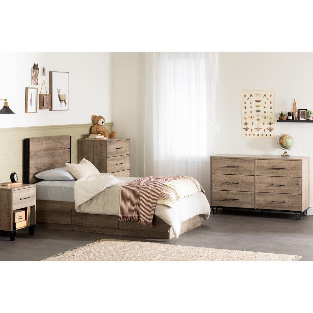 Weathered Oak Farmhouse 4-Drawer Tall Dresser