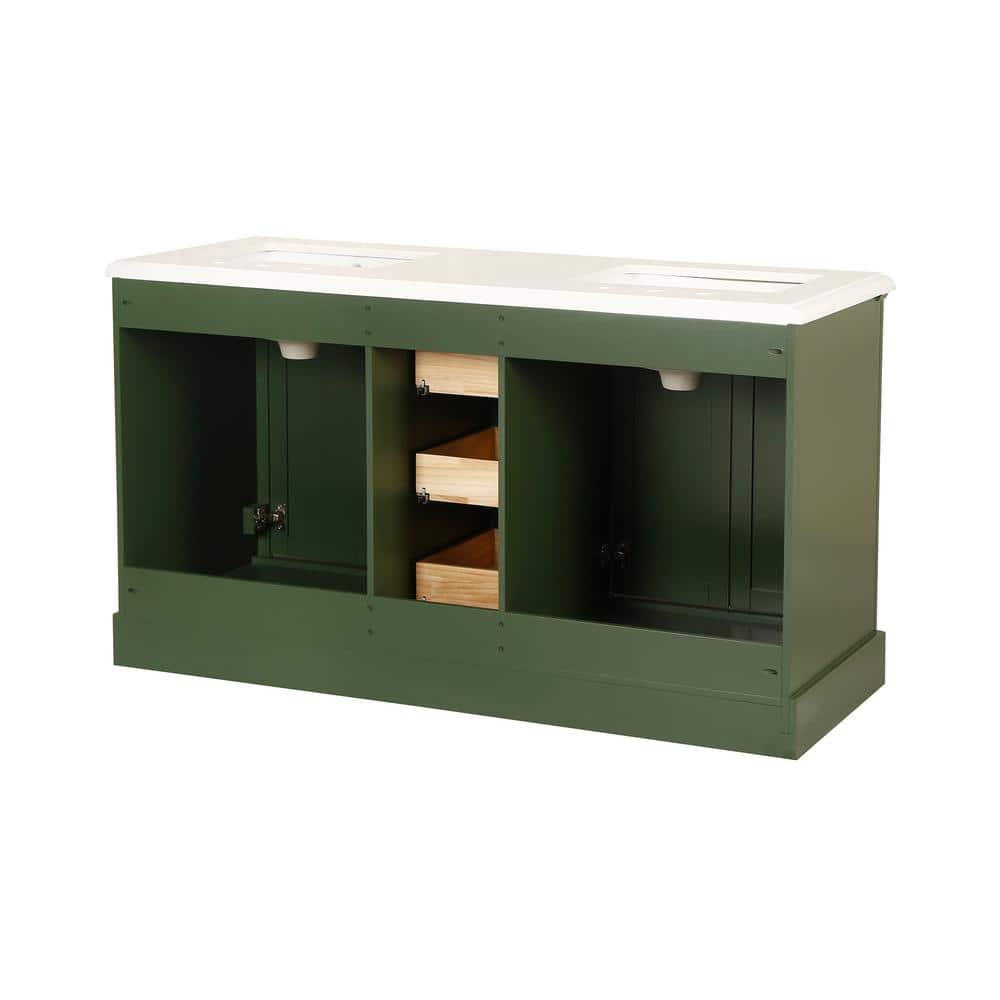 60'' Venetian Green Double Bathroom Vanity with Marble Top