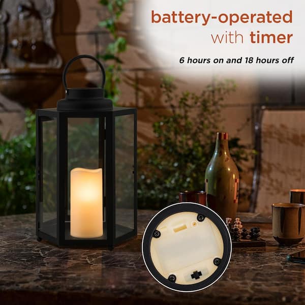 Durable LED Candle Lantern with Timer - Indoor/Outdoor Hanging Lights - 6  Pack