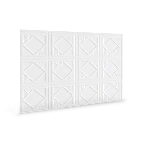 INNOVERA DECOR BY PALRAM 18.5'' x 24.3'' Artnouvo Decorative 3D PVC Backsplash Panels in White 9-Pieces