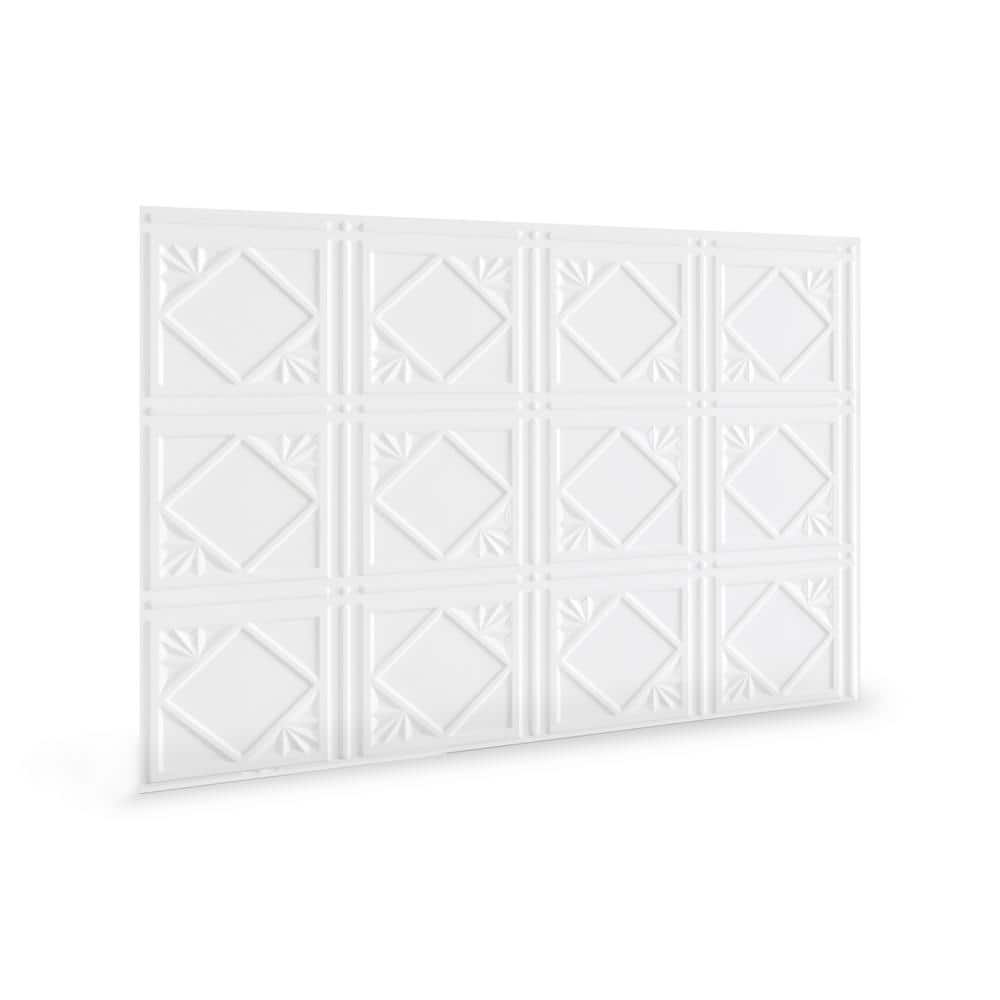 White 3D Embossed Tin Backsplash Panels 30-Pack