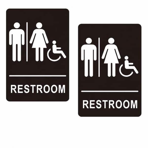 2 Pack Acrylic Restroom Sign Self-Adhesive Waterproof Easy Install Unisex Bathroom Door Sign for Business Home