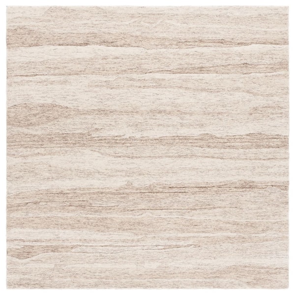 Ebony 6 ft. x 6 ft. Brown/Ivory Abstract Striped Square Area Rug
