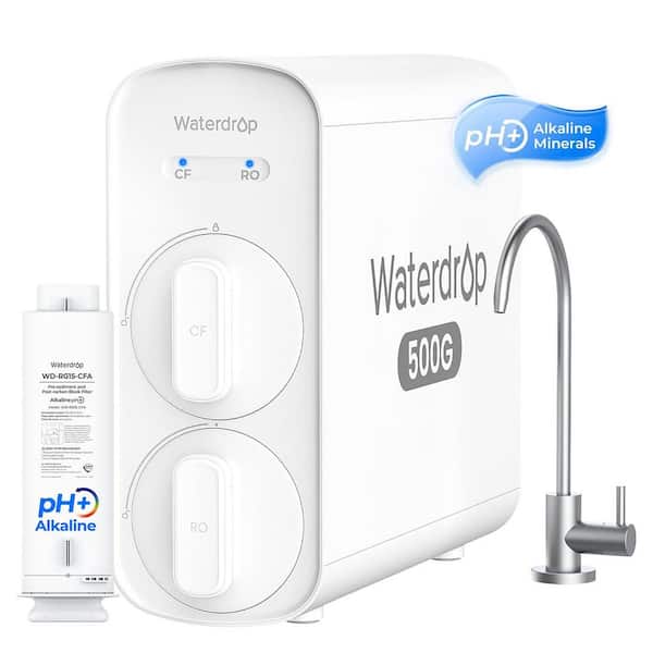 WD G5P500A Alkaline Mineral pH+ Reverse Osmosis Water System 8-Stage 2:1 Pure to Drain, 500GPD Extra 1 G5P500A-CF Filter