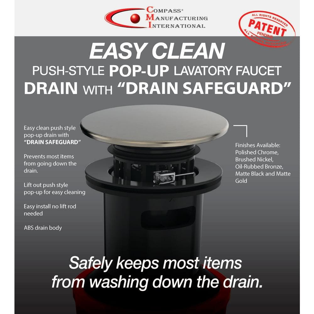 2'' W Push Style Bathroom Sink Drain