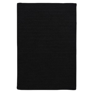 Solid Black  Doormat 2 ft. x 3 ft. Braided Indoor/Outdoor Patio Area Rug
