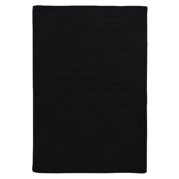 Home Decorators Collection Solid Black 2 ft. x 6 ft. Braided Indoor/Outdoor Patio Runner Rug