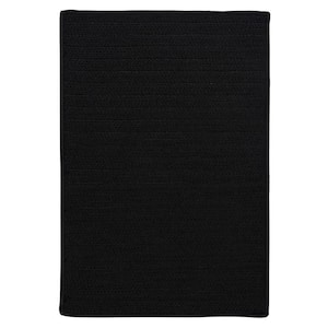 Solid Black 2 ft. x 12 ft. Braided Indoor/Outdoor Patio Runner Rug