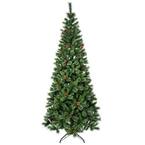 8 ft. Green Unlit Artificial Christmas Tree with Metal Stand