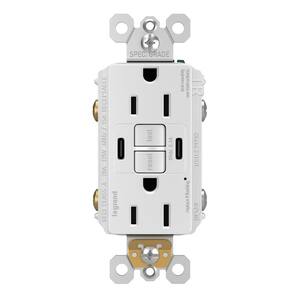 radiant 15 Amp 125-Volt Tamper Resistant GFCI Residential/Commercial Decorator Duplex Outlet with C/C USB, White