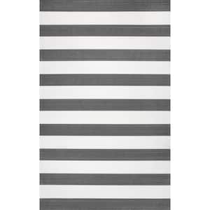 Christa Striped Grey 5 ft. x 8 ft. Indoor/Outdoor Area Rug