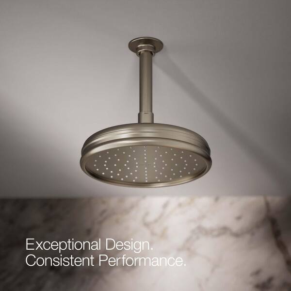KOHLER 1-Spray 8.4 in. Single Ceiling Mount Fixed Rain Shower Head in Brushed Nickel