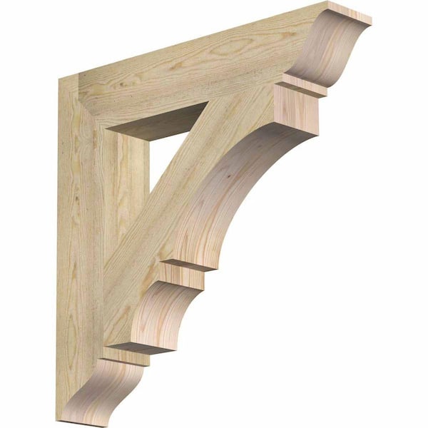 Ekena Millwork 6 in. x 32 in. x 32 in. Douglas Fir Balboa Traditional Rough Sawn Bracket