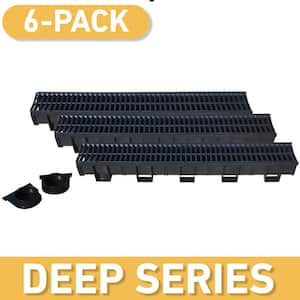 Deep Black 5.4 in. W x 5.4 in. D x 39.4 in. L Trench and Channel Drain Kit (6-Pack)