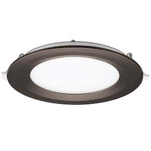 6 in. Adjustable CCT Integrated LED Canless Recessed Light with Oil Rubbed Bronze Trim Kit 900 Lumens Kitchen Bathroom